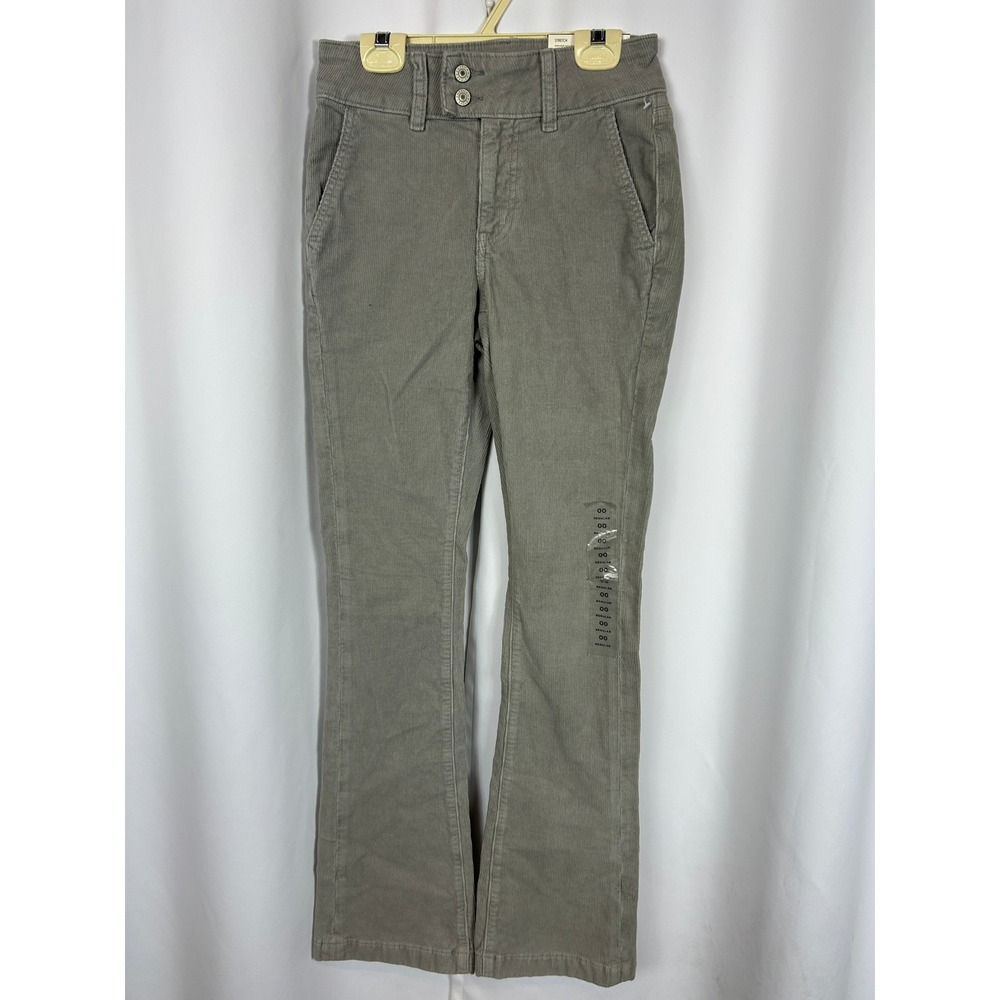 American Eagle High Rise Kick Boot Corduroy Pants Gray Stretch Boho Size 00 24W